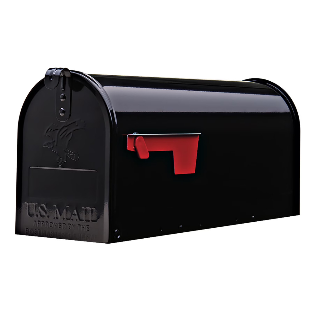 Architectural Mailboxes Elite Galvanized Steel, Medium, Post-Mount Mailbox in Bl
