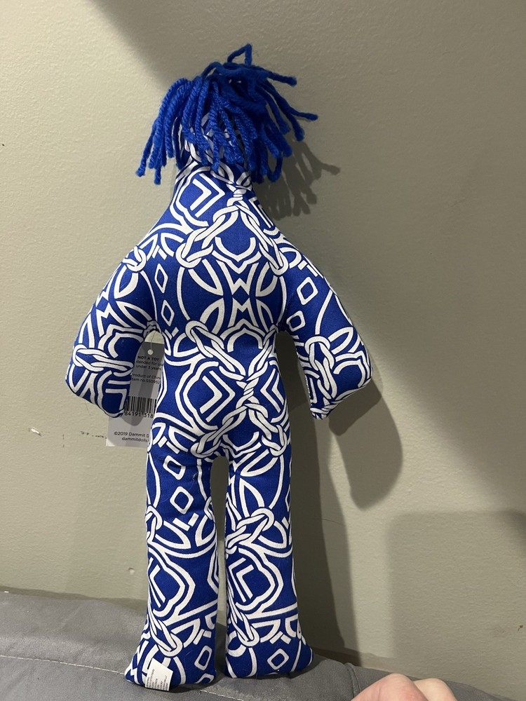 Dammit Doll - Classic Stress Relief - Gag Gift - Blue with white pattern w/ tags