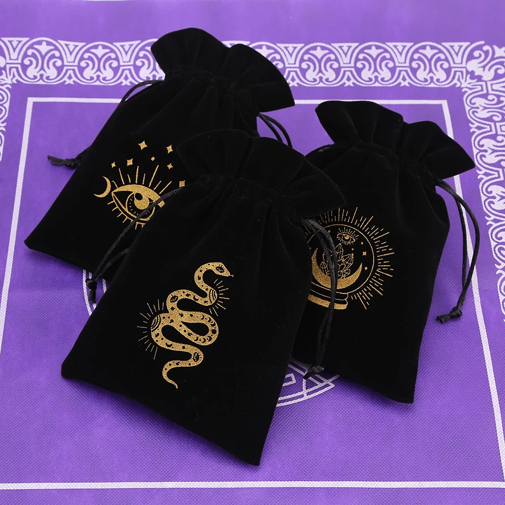 1Pcs Black Velvet Tarot Storage Bag Mini Drawstring Package Witch Divination Cry