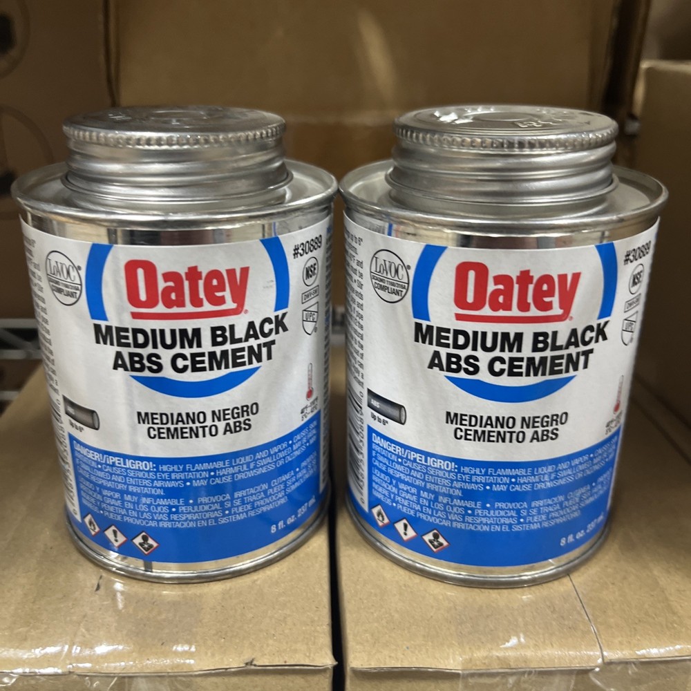 2 Pack Oatey 30889 Medium Black Abs Cement 8 Oz. (2/8oz.)