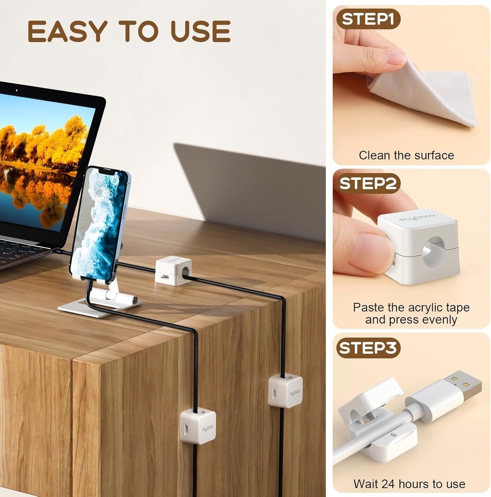 Magnetic Cable Clips 6 Pack Cord Holder