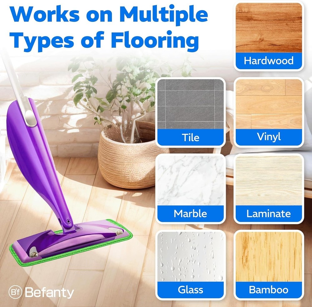 Microfiber Mop Pads for Hardwood - 2 Pack, Safe & Effective Cleaning