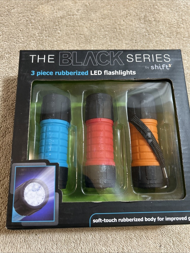 The Black Series 3 Piece Rubberized LED Flashlight. By Shift