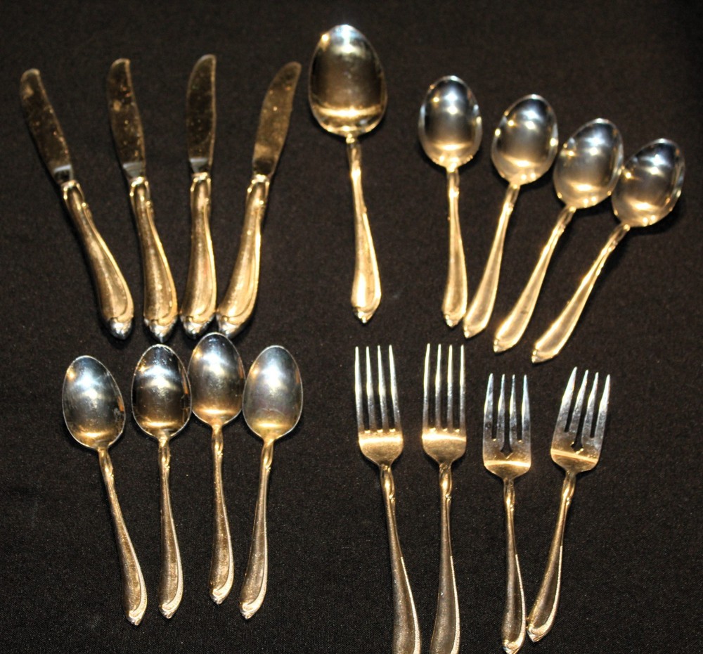 Oneida Whispering Sand 17 Piece Silverplate Flatware Set
