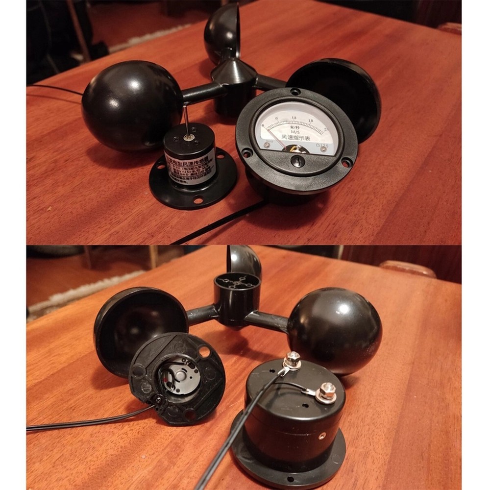 Wind Speed Sensor With Three Cups Wind Speed Measurement Pointer Display