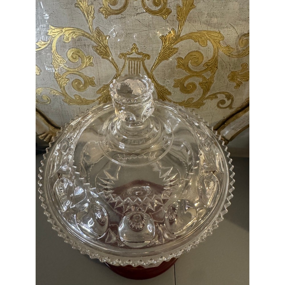 EAPG Kings Crown Lidded Compote in Clear