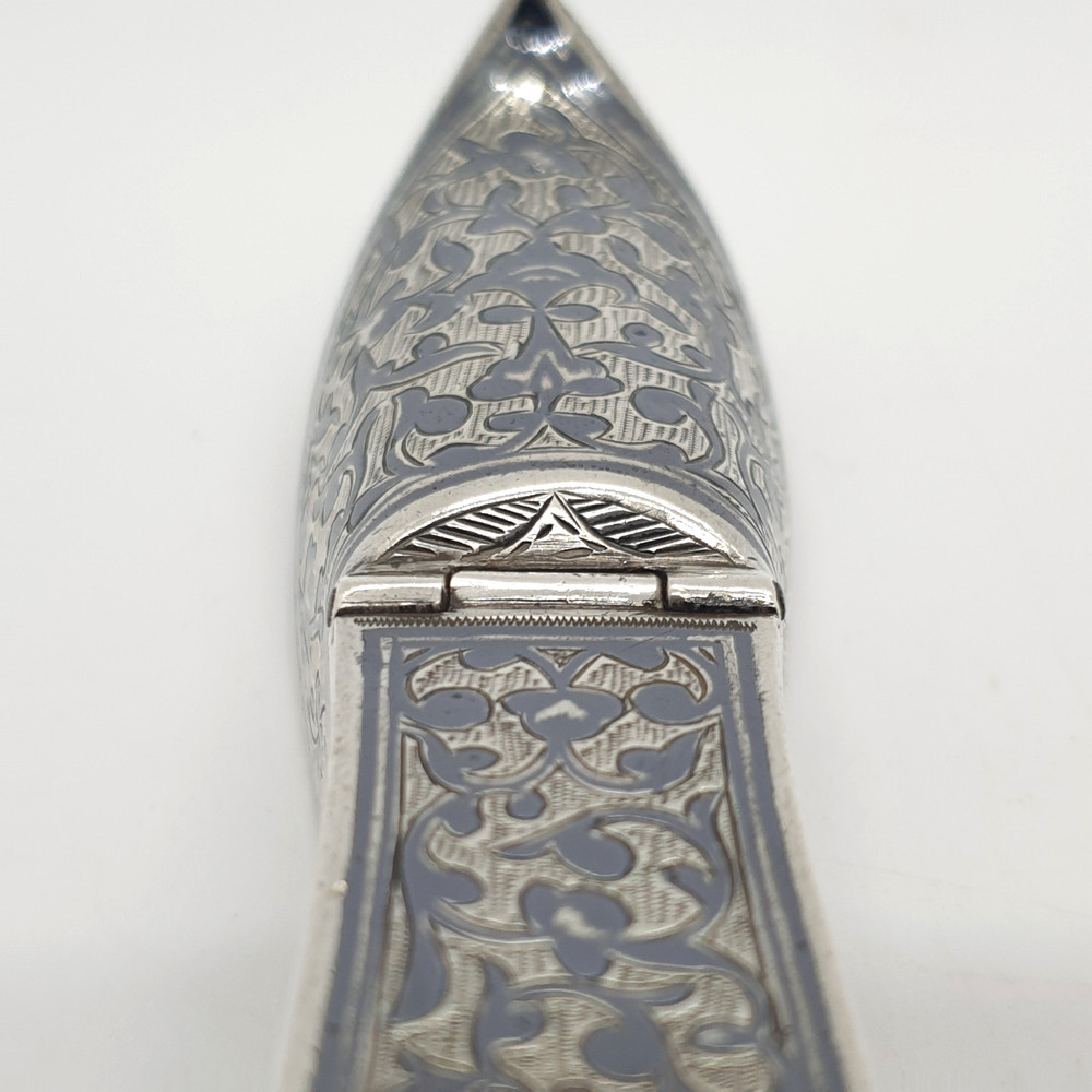 Antique Russian Silver & Niello Shoe Vesta Case
