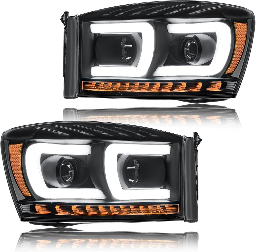 LED DRL Headlight, Headlights Assembly Kit Compatible with 2006-2008 Dodge Ram 1