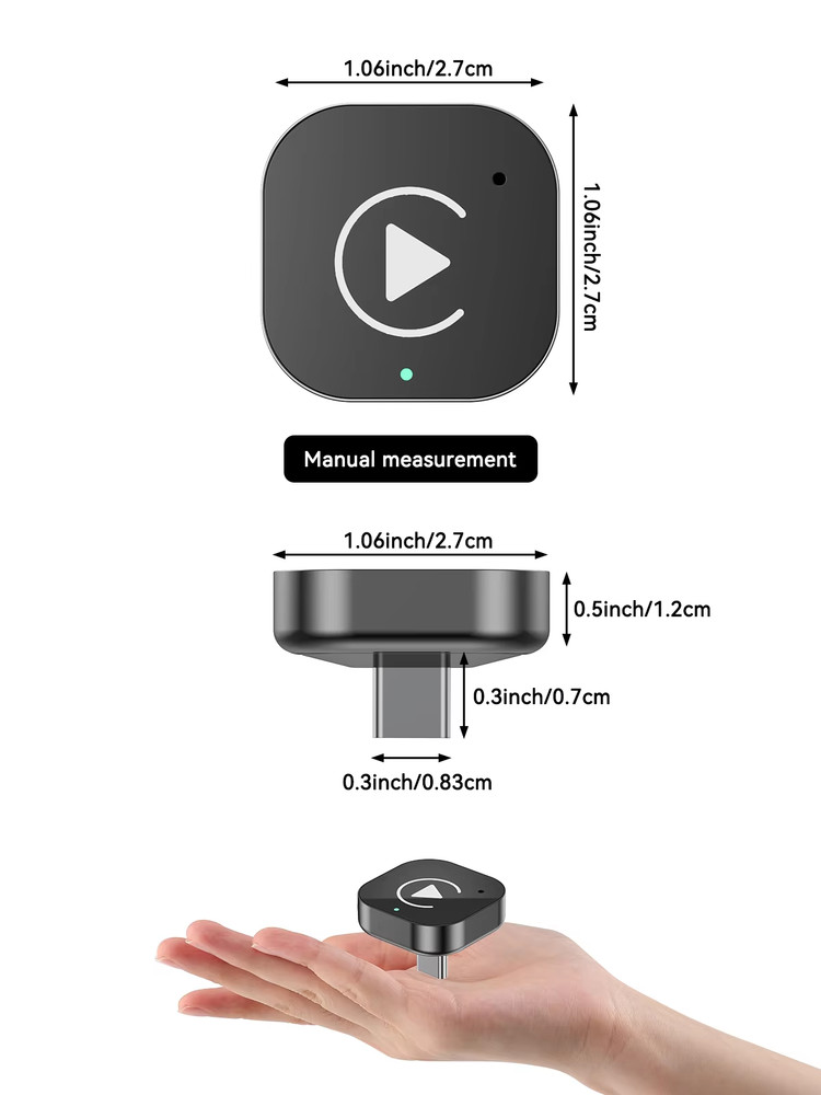 （Type-C）2 in 1 Carplay Dongle,Wireless Carplay Apapter USB C / Android Auto USB