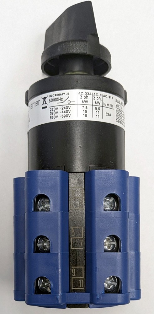 Kraus & Naimer CA25s 30A switch, panel mnt, 2-position 60° 6-pole, customizeable