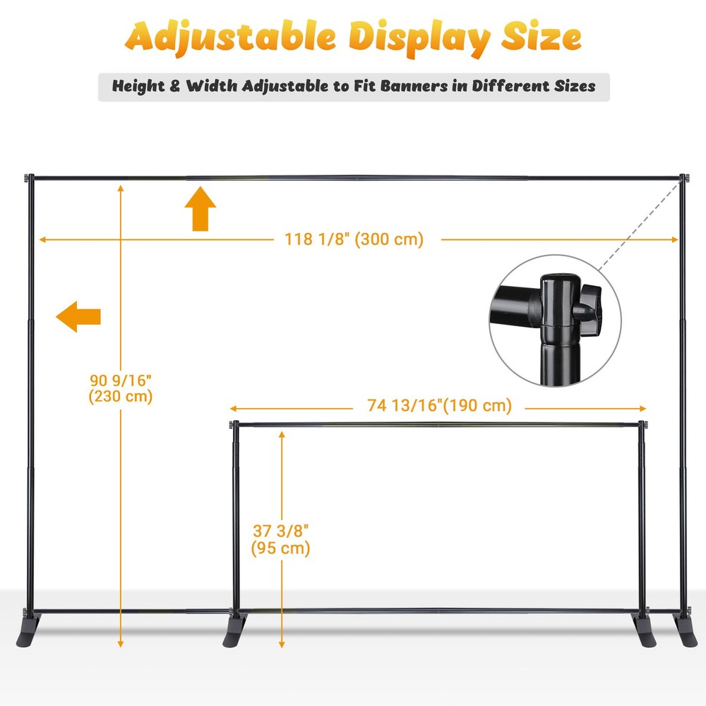 InstaHibit 8x10' Adjustable Step and Repeat Banner Backdrop Stand Tradeshow