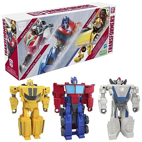 Transformers 1-Step Flip Heroes 3-Pack, 4-Inch Wheeljack, Medium, Multi-color