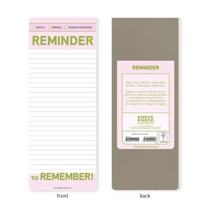 Knock Knock Reminder to Remember Make-a-List Notepad