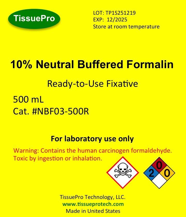 Neutral Buffered Formalin (10%) 500 mL from TissuePro