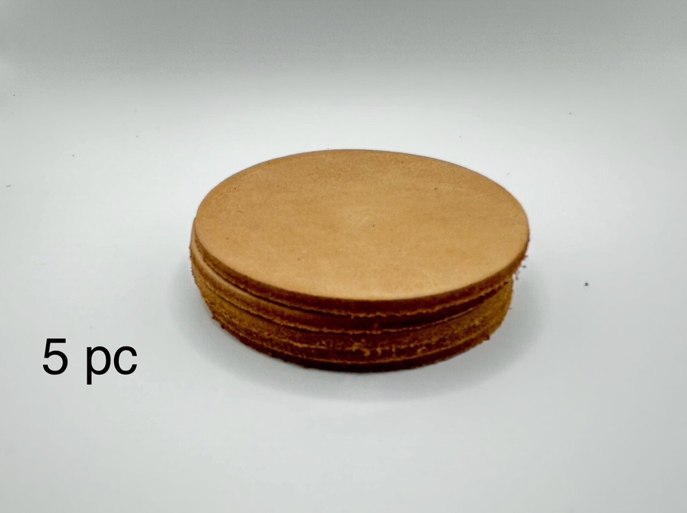 3 Inch Natural Leather Die Cut Coasters Blanks  ( 5pc)