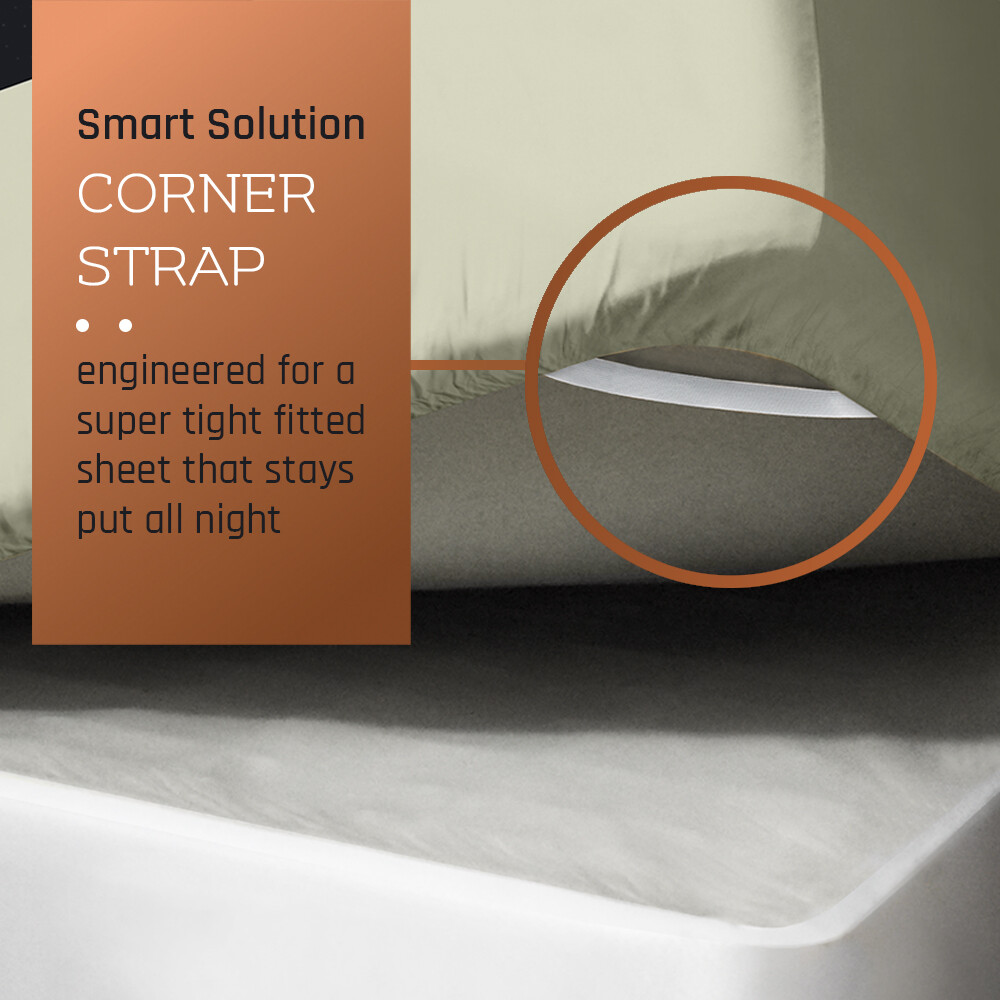 21” Extra Deep Pocket Ultra Soft Fitted Sheet with Corner Straps, King - Sage
