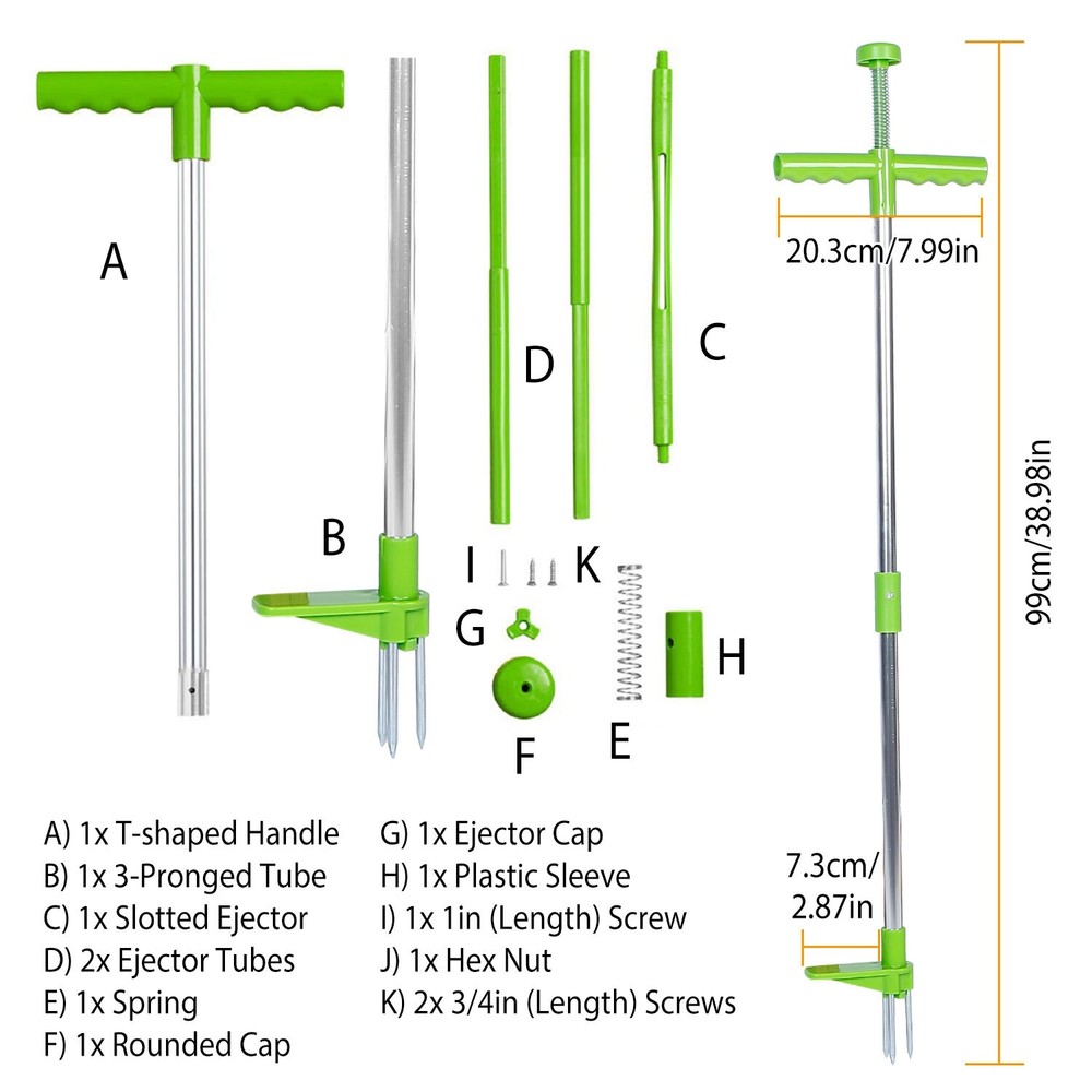2PACK Stand Up Weed Puller Tool -3 Claws Long Handle Garden Weeder for Outdoor