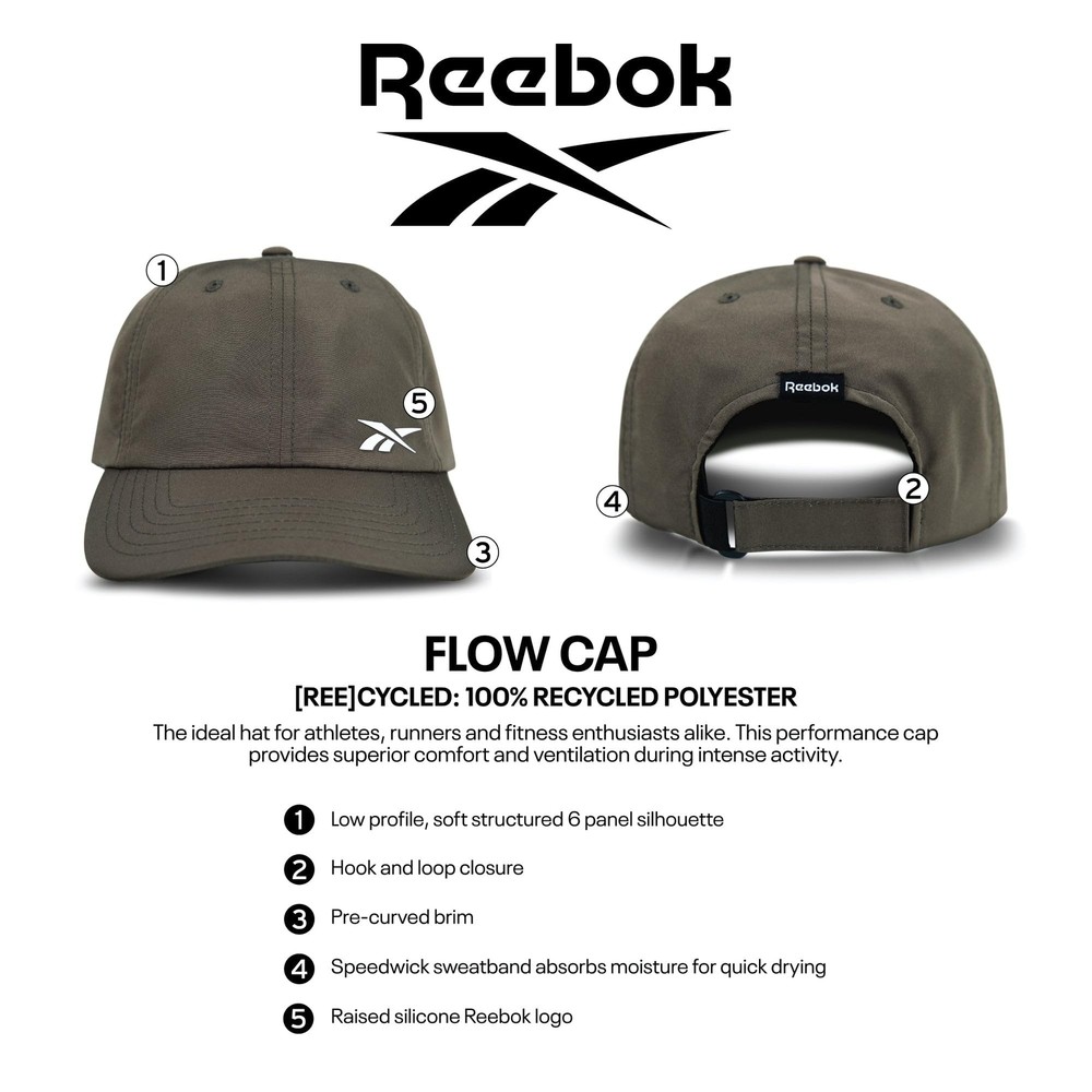 Reebok Elite Hat | Baseball Cap | Fitted | Six Panel Design | Stretch Mesh | ...