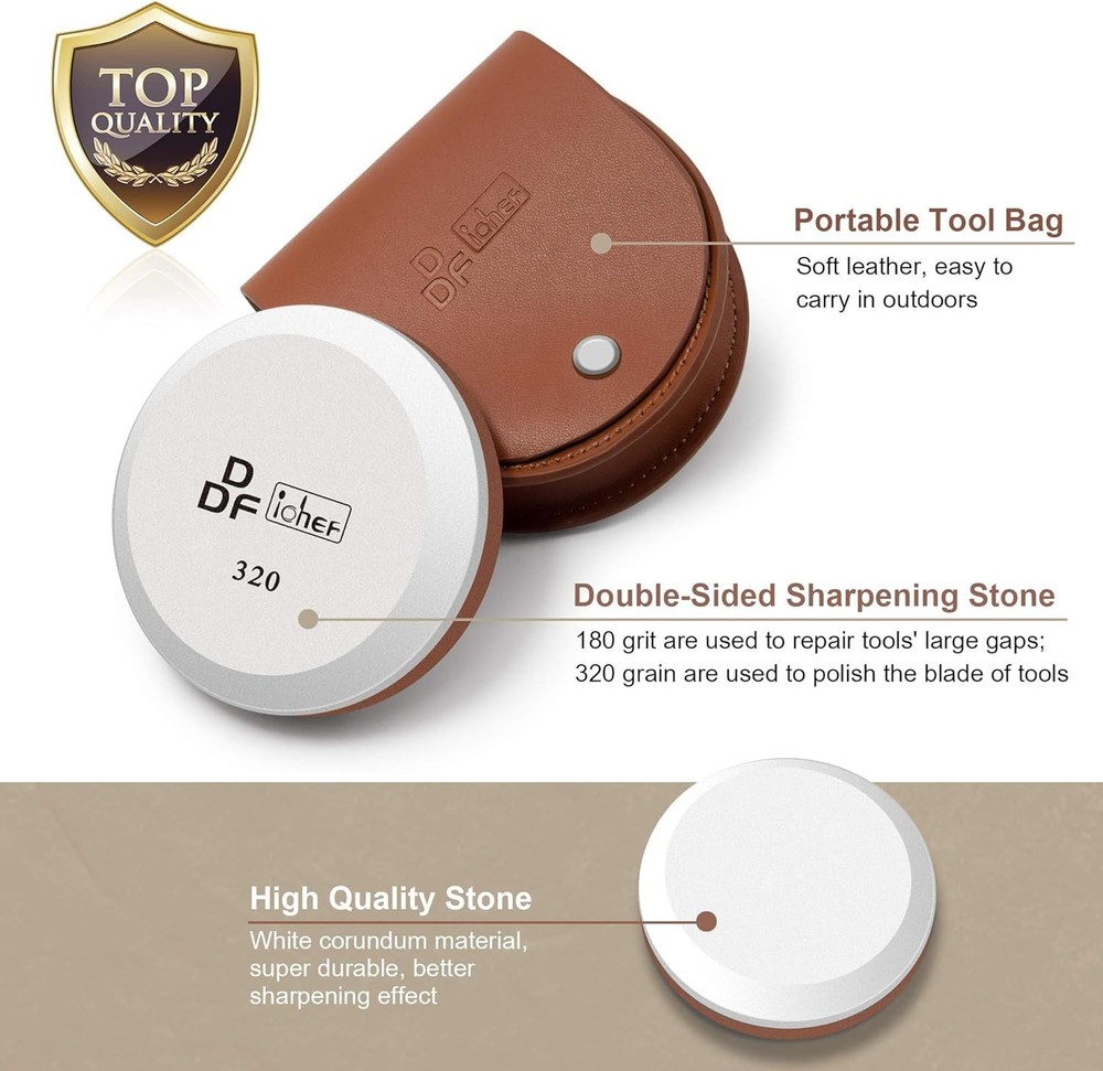 Dual-Sided Whetstone Axe Sharpener with Leather Carry Bag for Precision Edges
