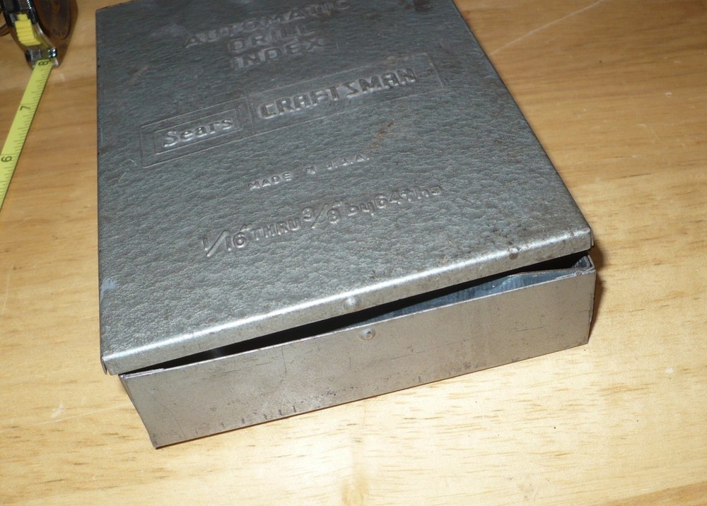 Vintage Sears Craftsman Automatic Drill Index Toolbox & 3 Drill Bits