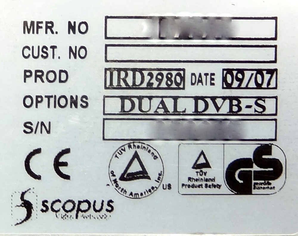 Scopus IRD-2980 Professional Receiver Decoder