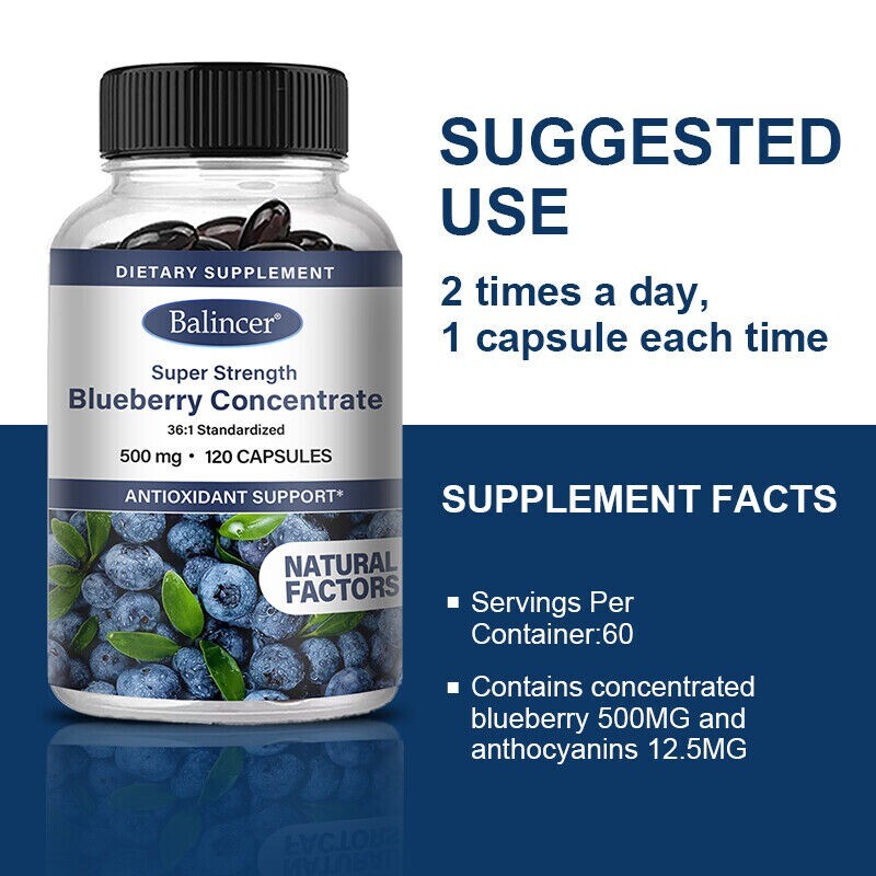 120 Capsule Extra Strong Blueberry Concentrate 36:1 enhances Visual Function