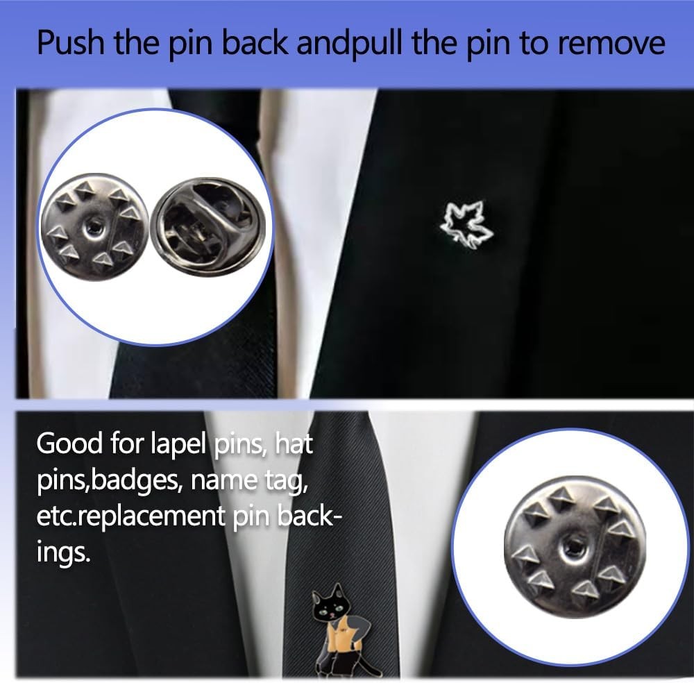 100 Pcs Locking Pin Backs 11mm Brooch Back Butterfly Keepers Silver