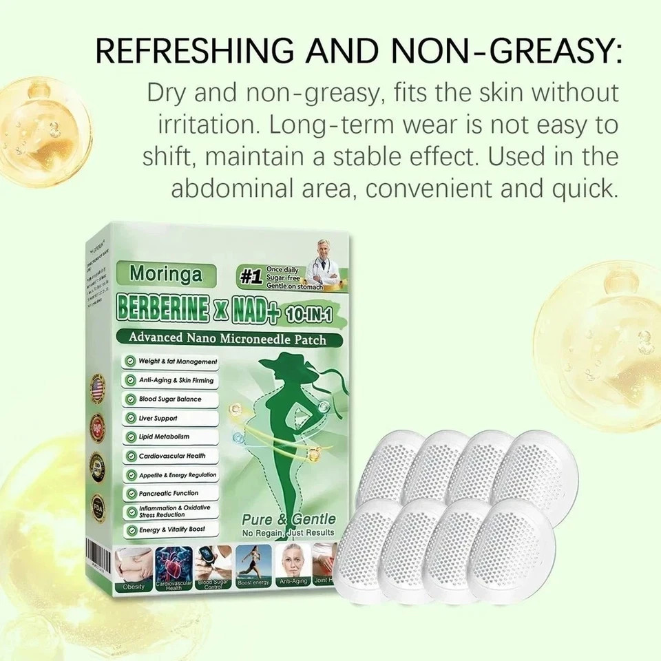 Moringa Berberine 10-in-1 Advanced Nano Microneedle Patch (7pcs/box)