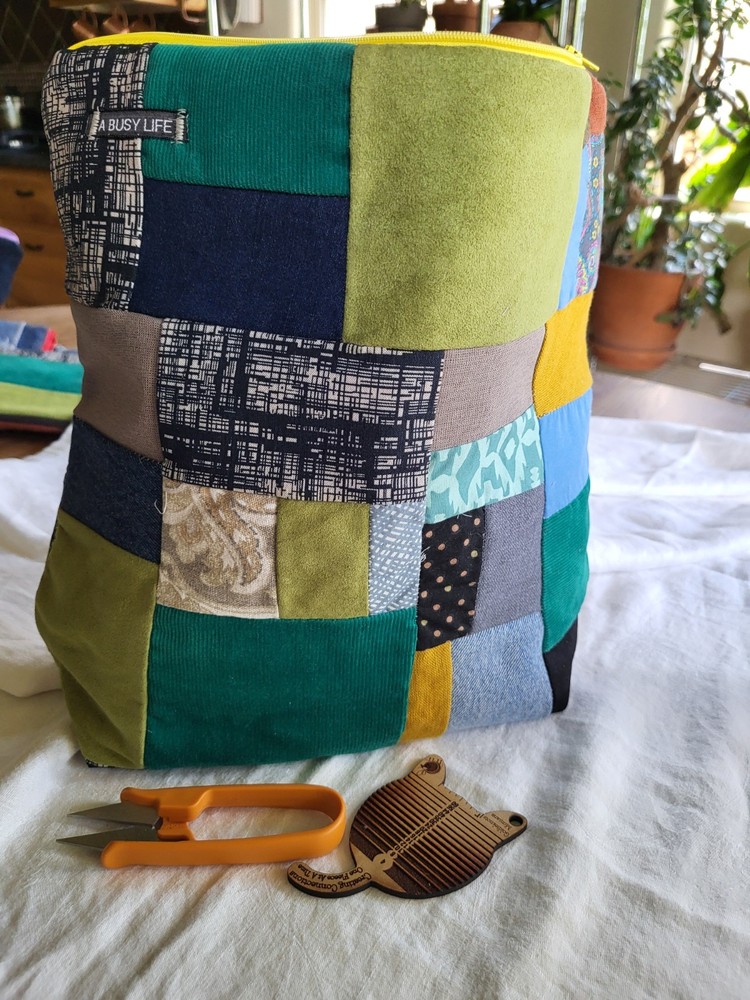 Patchwork Large Sized project bag, Zippered Bag, Large project bag, Storage bag