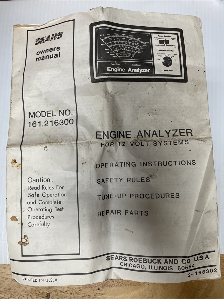 Sears Solid State Electronic Engine Analyzer Model 161.216300 Made USA *UNTESTED