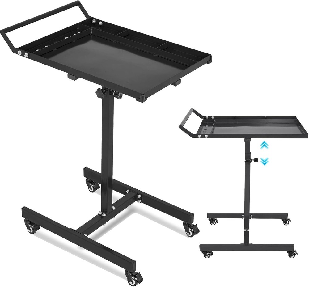 220LB Mobile Workbench with Wheels, Adjustable Rolling Work Table for Garage