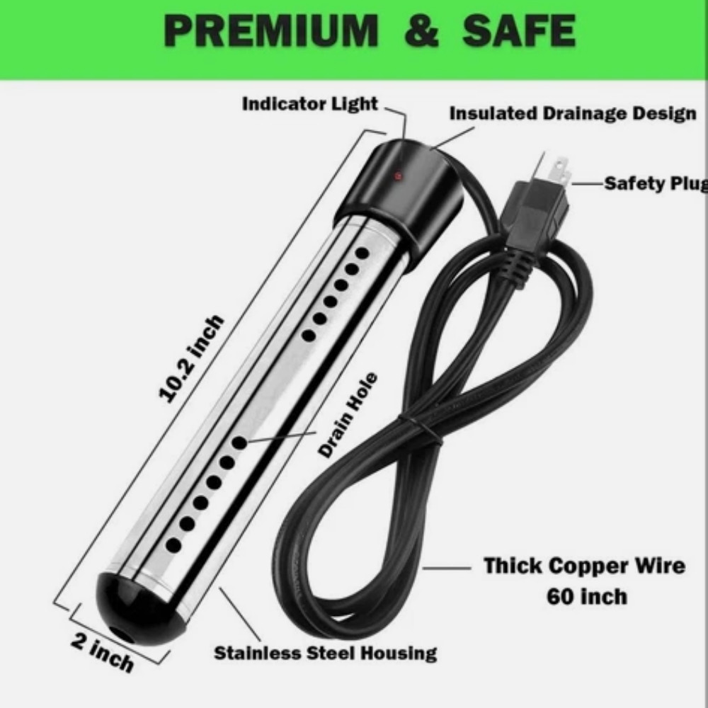 2000W Immersion Heater, Portable Electric Water Heater Fast Heating for Buckets