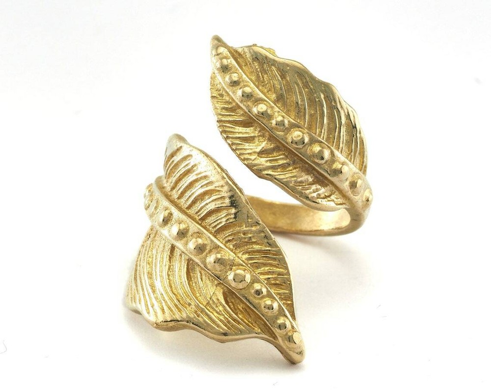 Leaf Ring Adjustable Raw Brass (16.5mm 6US inner size) 2512