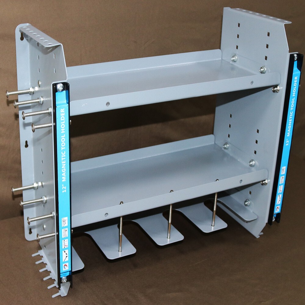 Wall-mounted Garage Tool Rack 3-Layer Tool Organization Device 12"Magnetic Strip