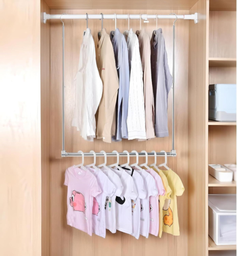Adjustable Hanging Closet Rod, Extender 2 Pack, Chrome