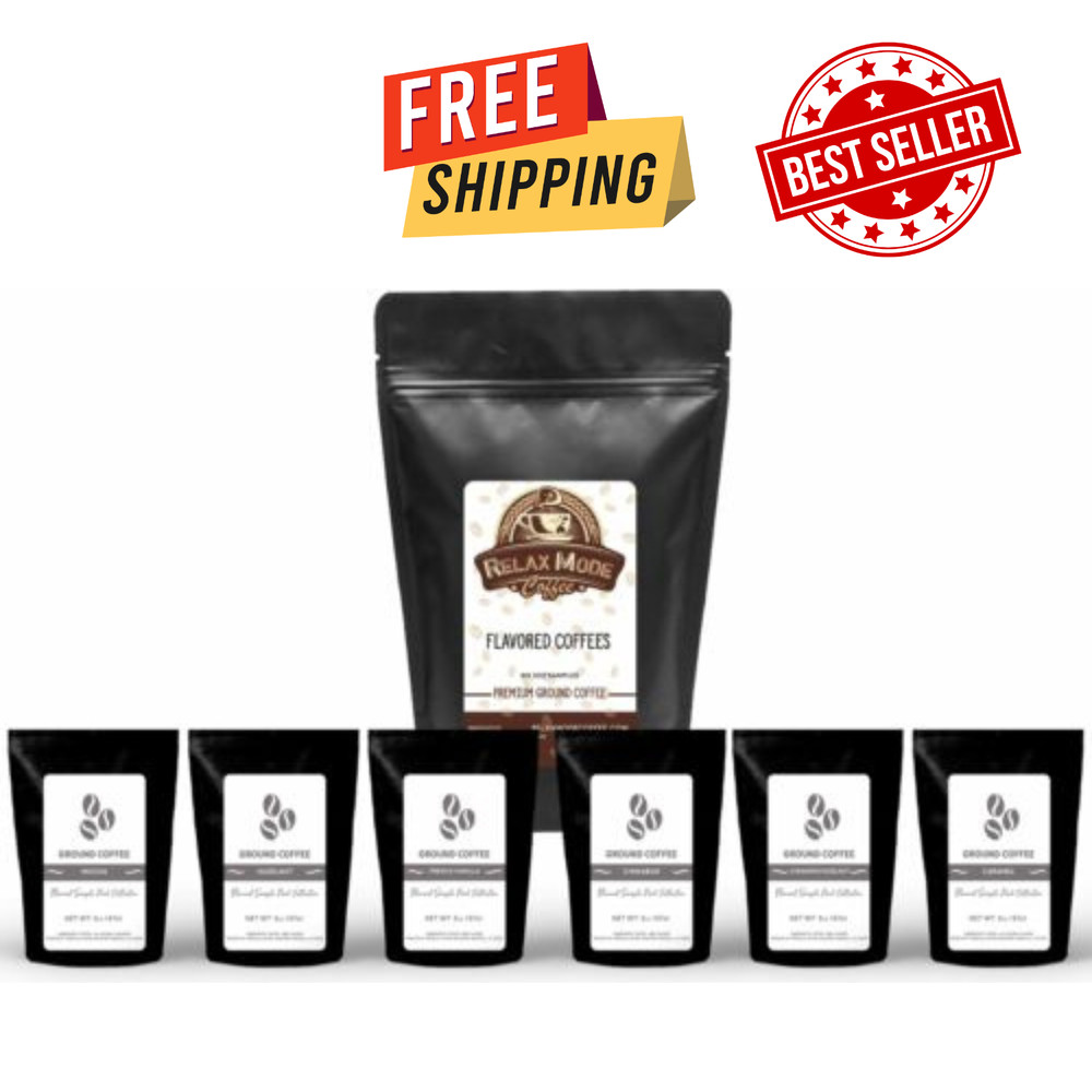 Flavored Coffees Premium Ground Coffee 6 Sample Pack -By Relax Mode-2oz Per Pack