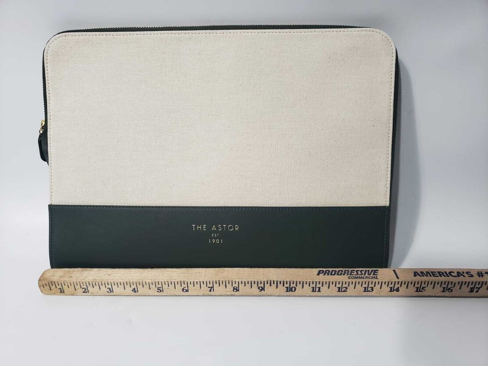 Leather Zippered Portfolio Document Case File Holder Organizer Bag