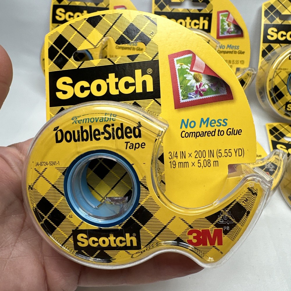 Scotch Removable Double Sided Tape, 3/4" x 200", 6 Rolls