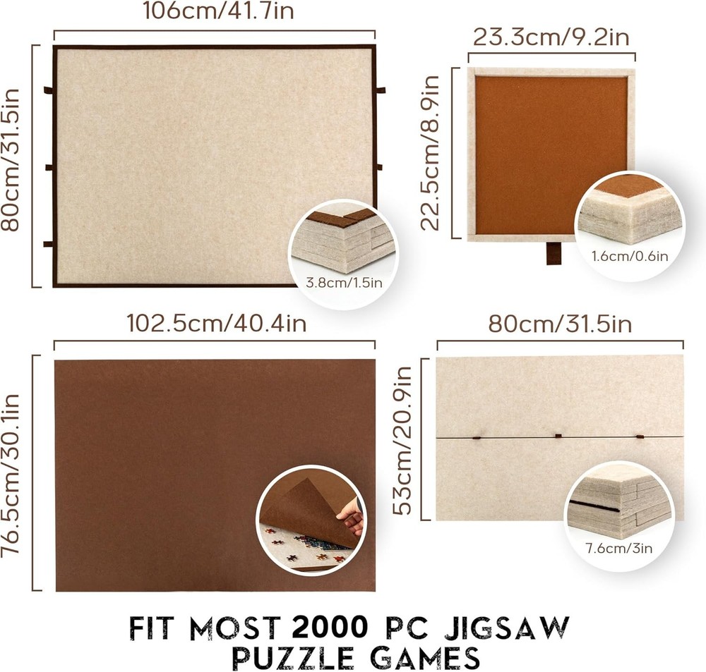 Foldable Tilting Puzzle Board 2000 Pcs 6 Drawers Felt Protector Adjustable Stand