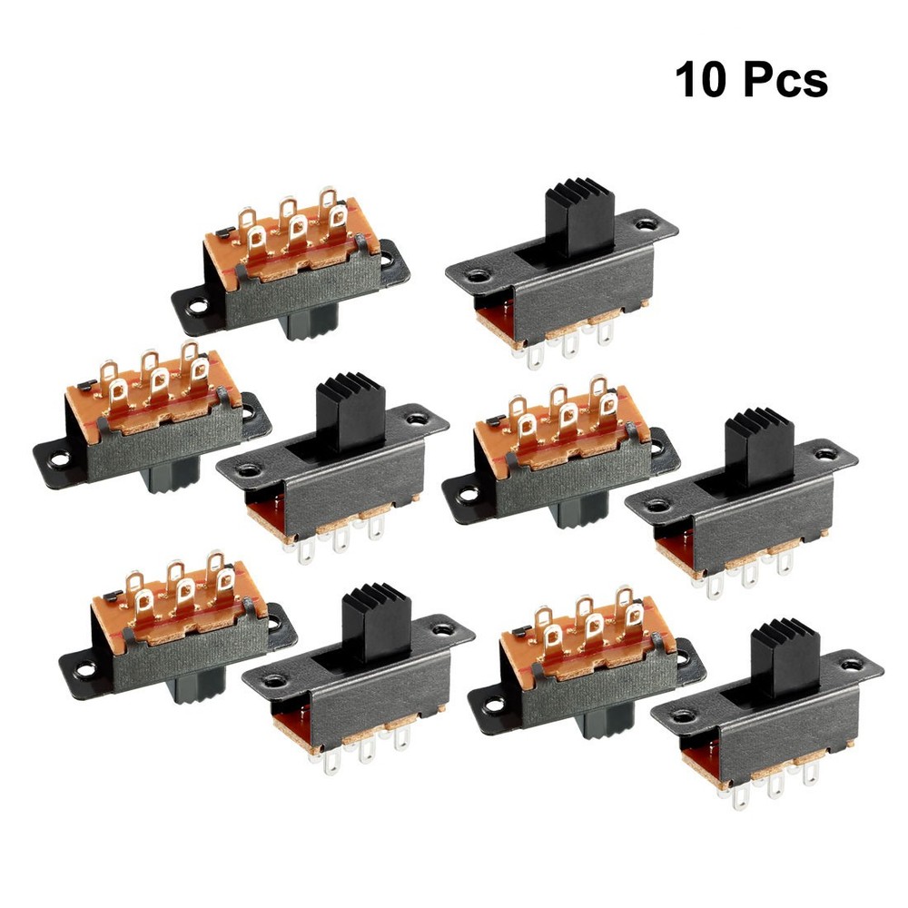10Pcs 5mm Vertical Slide Switch DPDT 2 Position 6 Terminals PCB Panel Latching