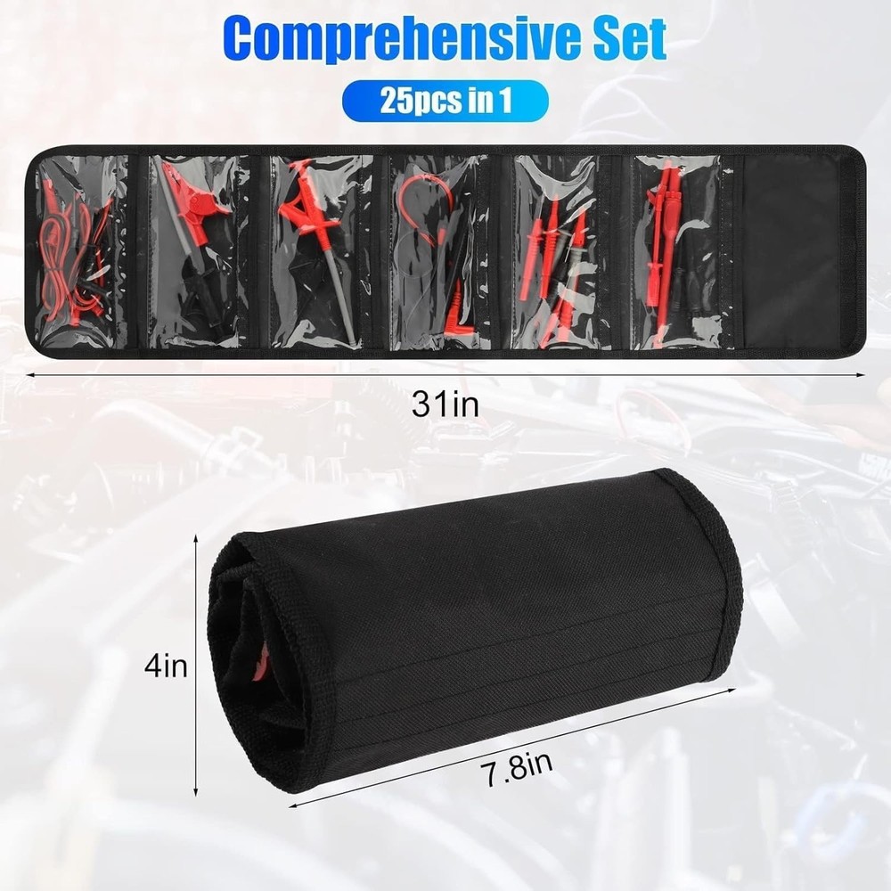 25PCS Silicone Multimeter Test Leads Kit with Replaceable Wire Piercing Probes