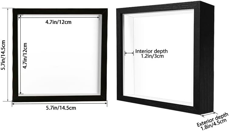 5X5 Small Shadow Box Frame Display Case , Display Case Box for Memorabilia, Meda