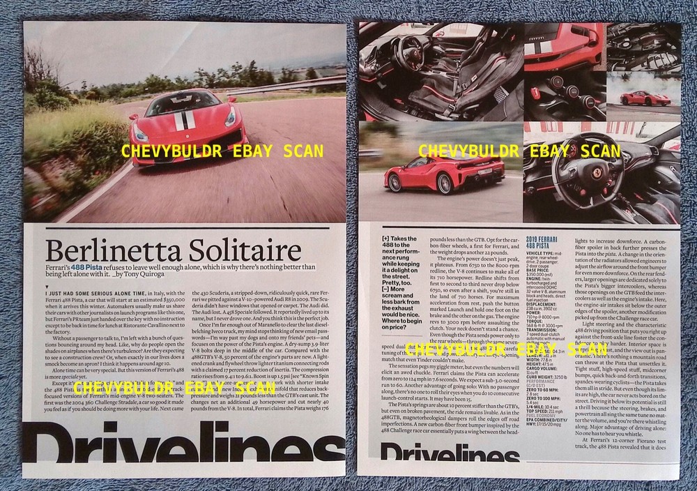 2019 Ferrari 488 Pista Info Article "Berlinetta Solitaire"