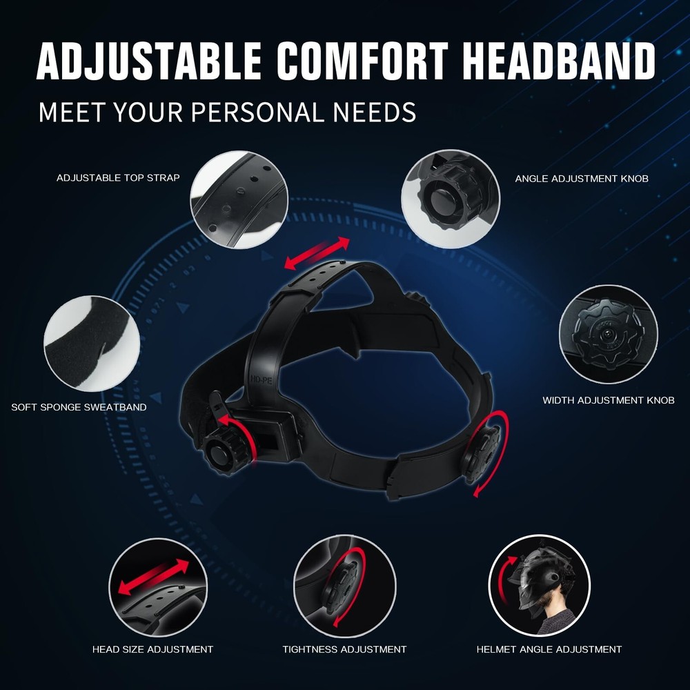 TRQWH Welding Mask with Extra Grinding Mode & Protective Cotton Caps, 3 Pcs