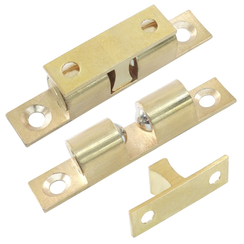 Hordion 4 Pack Double Ball Tension Roller Catch Latch, 60mm Solid Brass