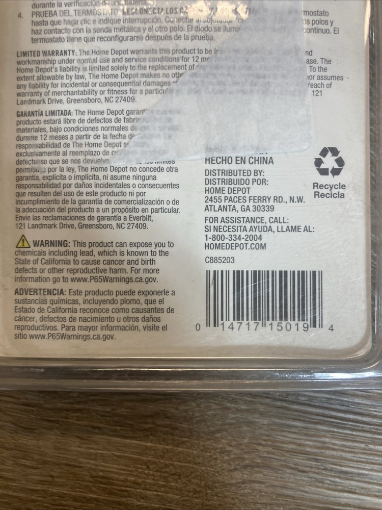 Everbilt Water Heater Continuity Tester See Notes