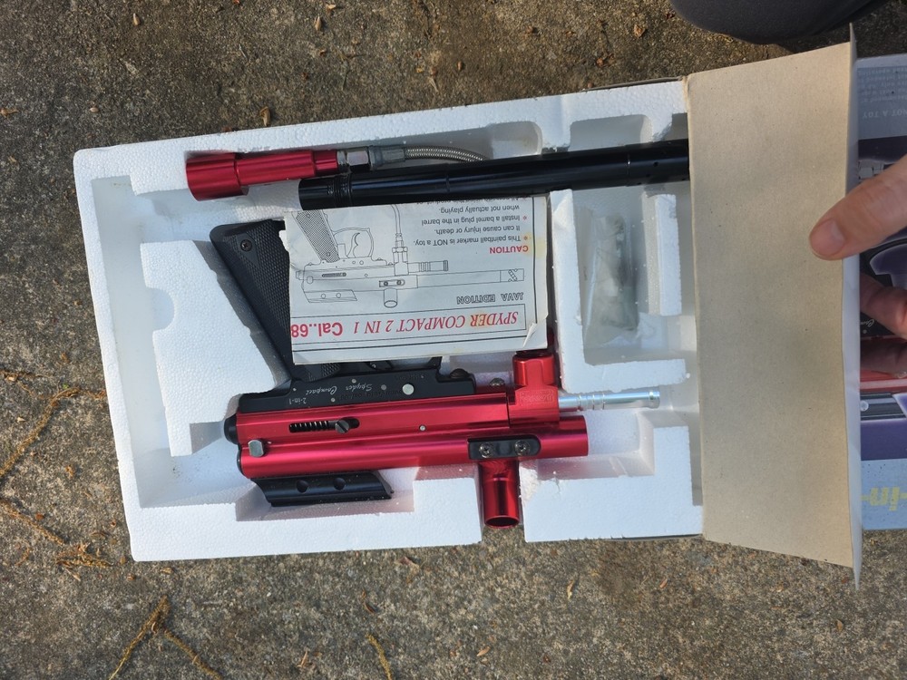 Red Java Edition Spyder Compact 2-In-1 Paintball Gun & Barrel