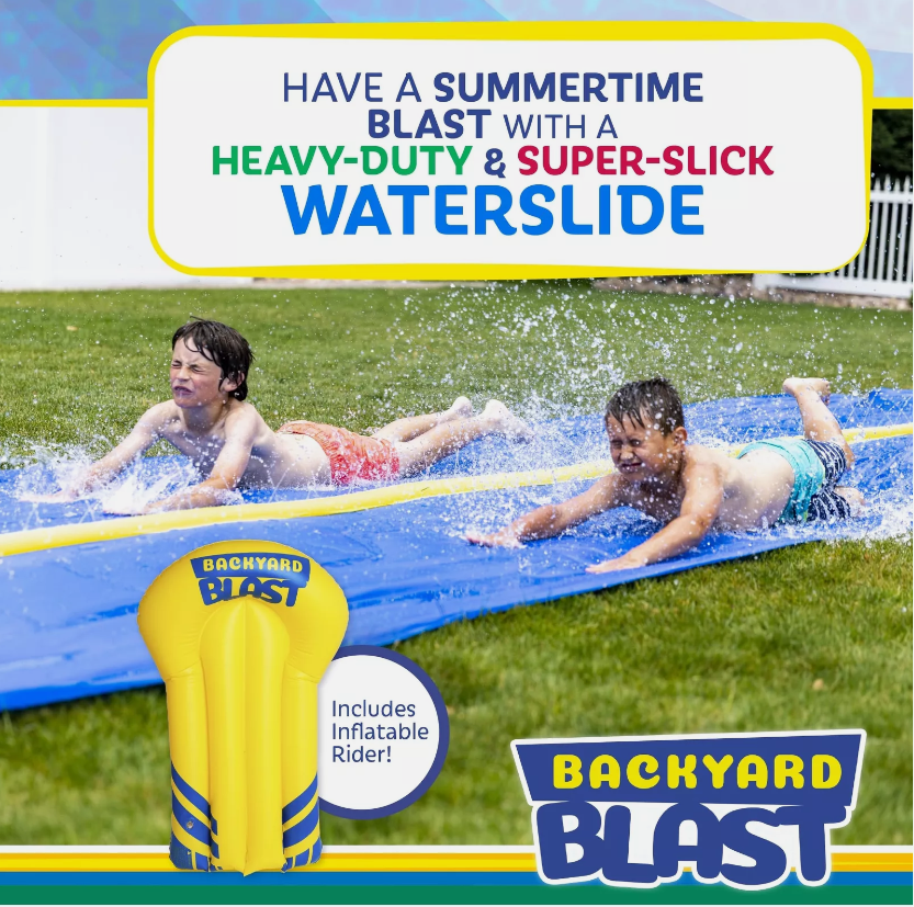 BACKYARD BLAST - 30' Waterslide with Splash Zone - Easy to Setup - Extra Thick