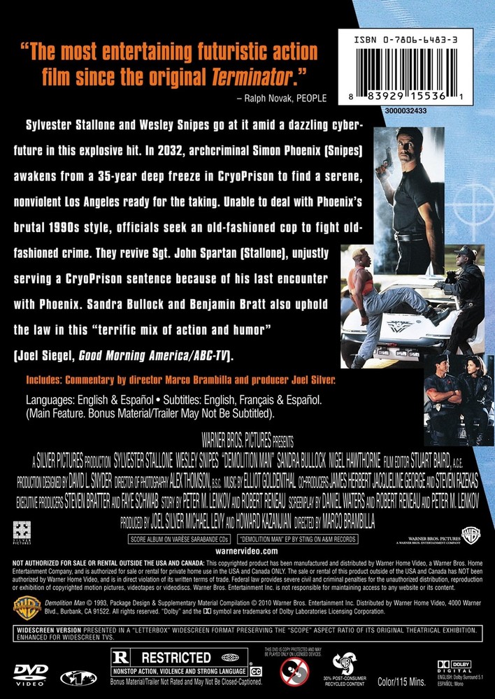 Demolition Man DVD Sylvester Stallone NEW