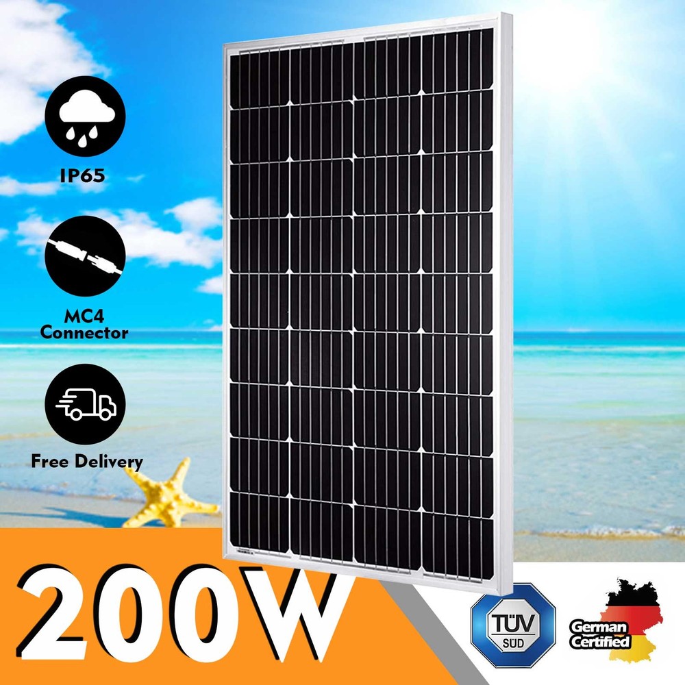 200W 12V Solar Panel 23% High Efficiency Moncrystalline Module RV Marine Boat
